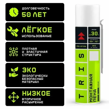 картинка TRIS PRO-OPTIMA Бытовая монтажная пена 1000 мл ПМ06  от магазина Огнекор